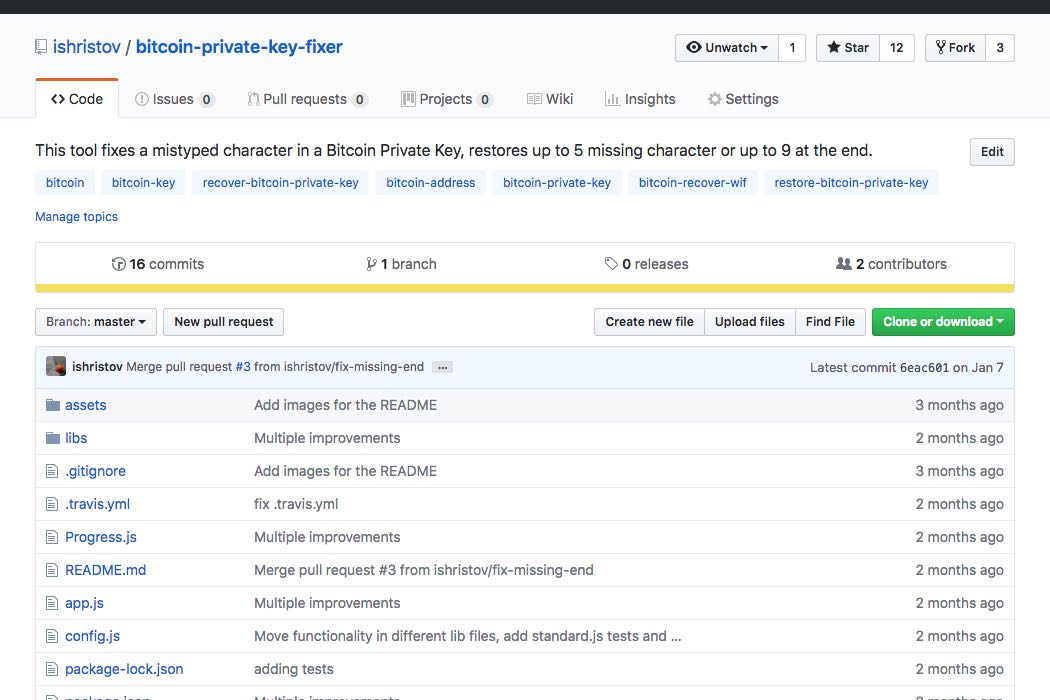 bitcoin private key fixer github repo